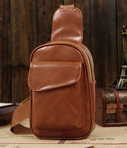 Waxed Leather Crossbody Shoulder Bag