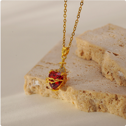 Gold Stainless Steel Love Chain Necklace