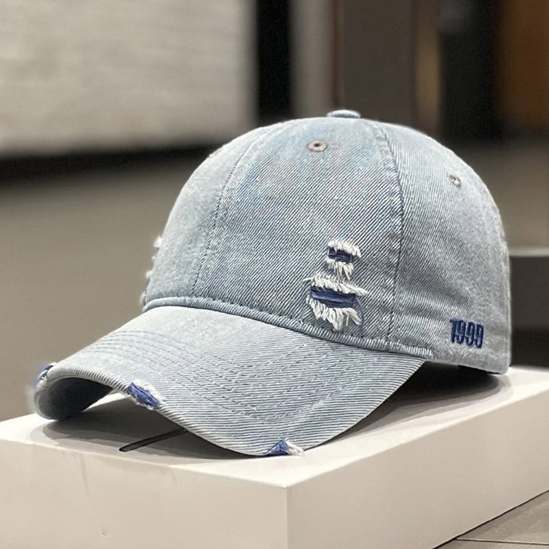 Women's Versatile Denim Distressed Baseball Hat
