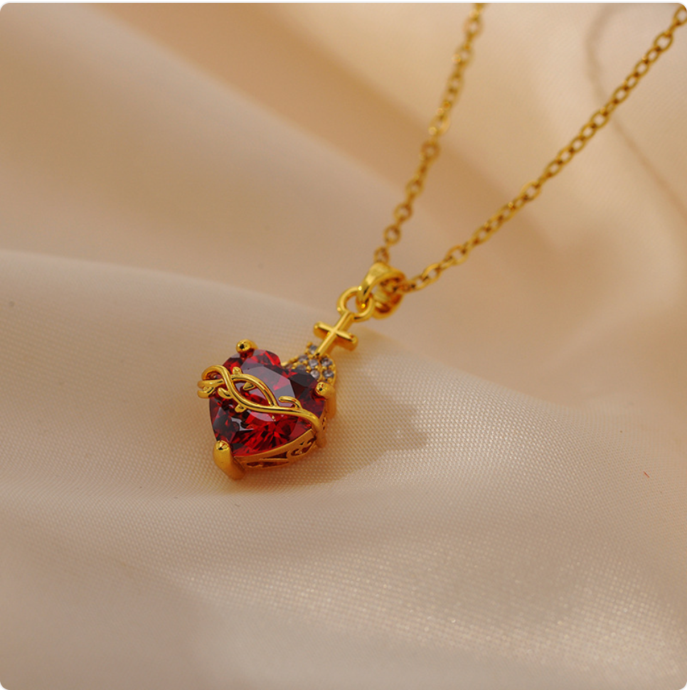 Gold Stainless Steel Love Chain Necklace