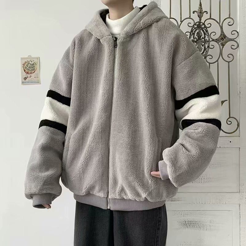2021 Men’s Thick Lamb Wool Zipper Pullover Coat