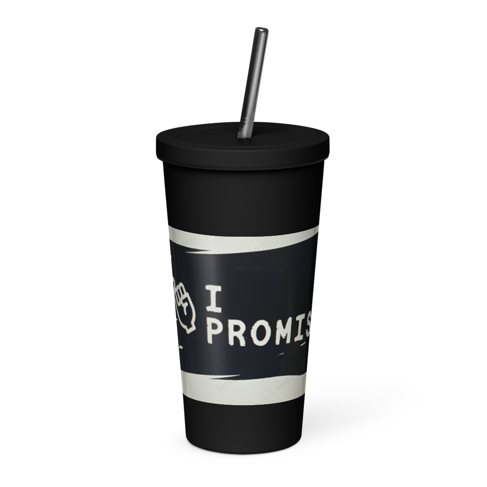 Black tumbler with &