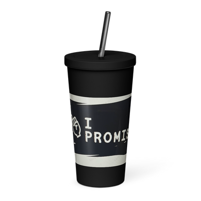 Black tumbler with &