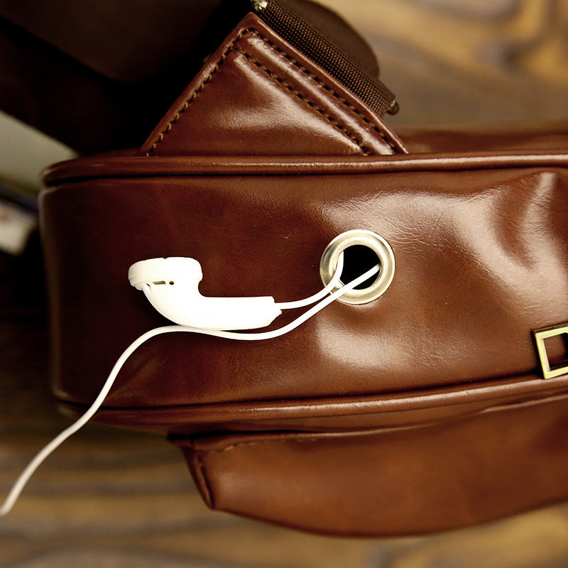 Waxed Leather Crossbody Shoulder Bag