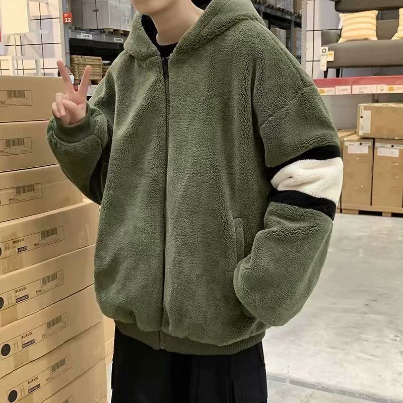 2021 Men’s Thick Lamb Wool Zipper Pullover Coat