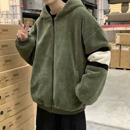 2021 Men’s Thick Lamb Wool Zipper Pullover Coat