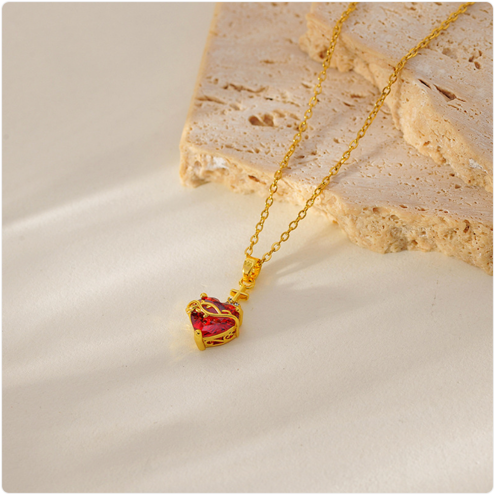 Gold Stainless Steel Love Chain Necklace