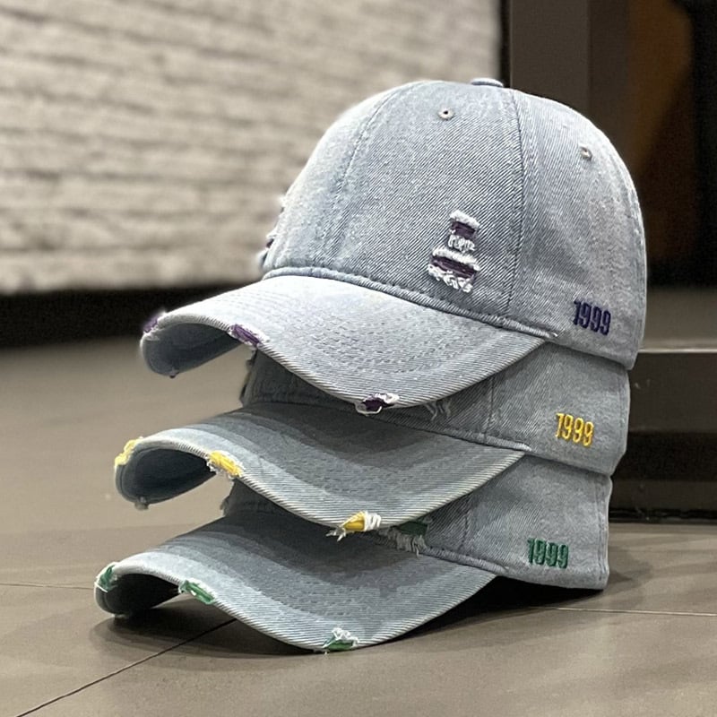 Women's Versatile Denim Distressed Baseball Hat