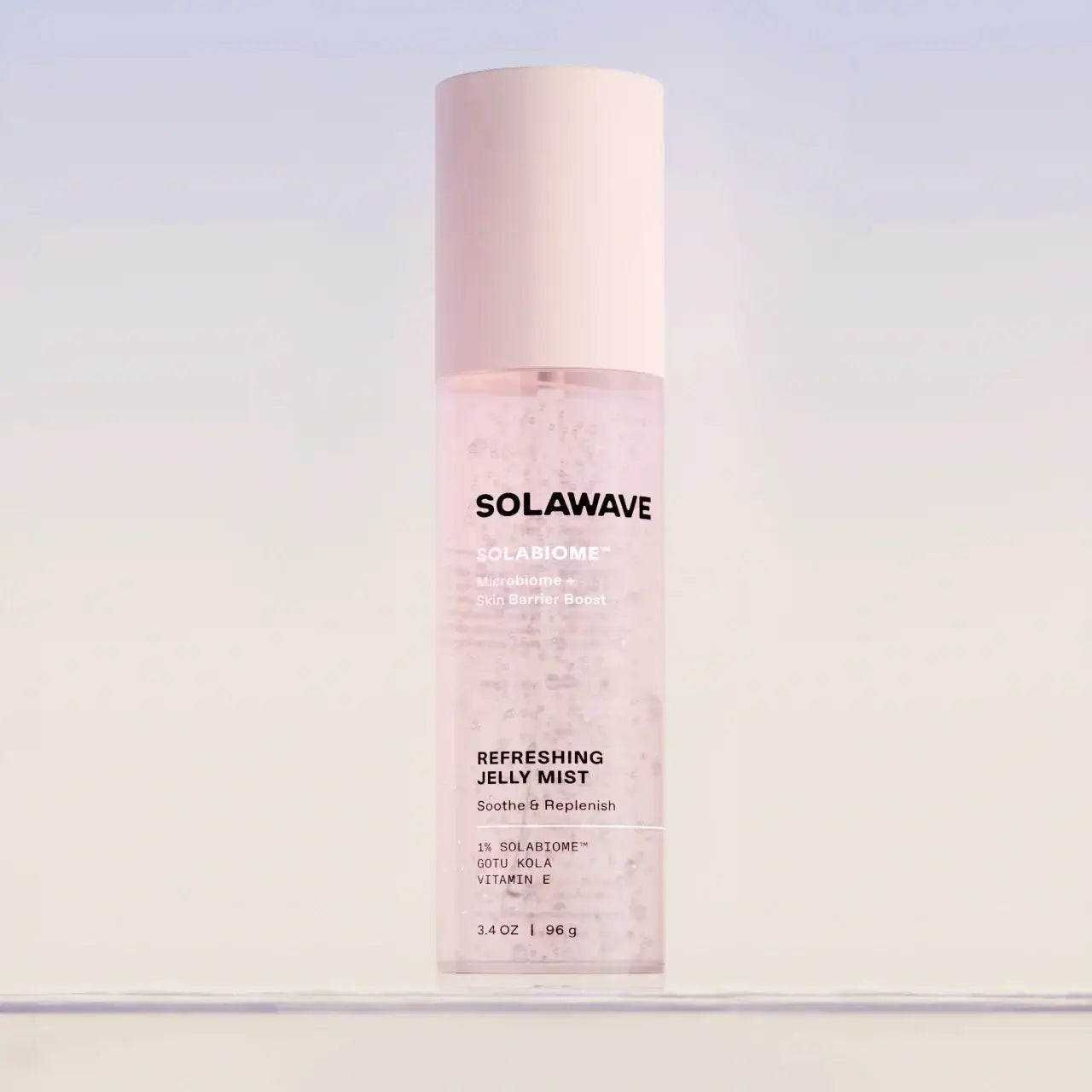 SolaWave refreshing jelly mist bottle on a light gray background