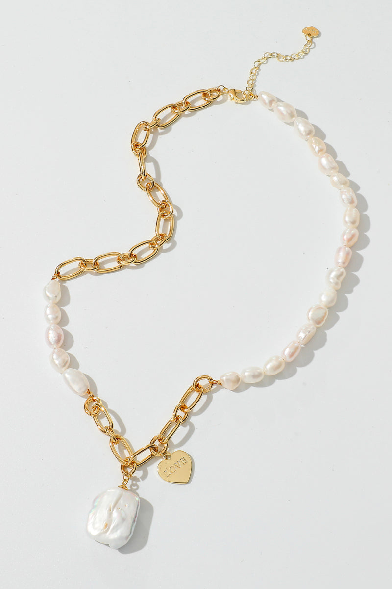 Gold Chain &amp; Pearl Pendant Necklace elegant jewelry