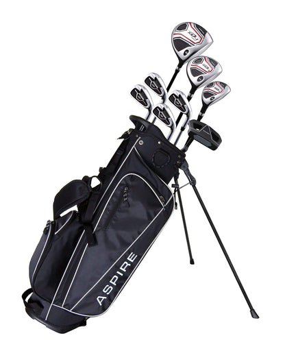 Golf club set with black bag labeled &
