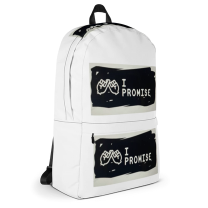 White backpack with &