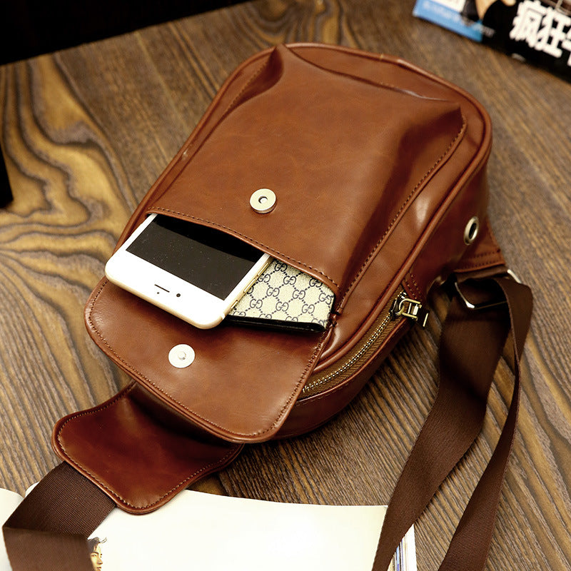 Waxed Leather Crossbody Shoulder Bag