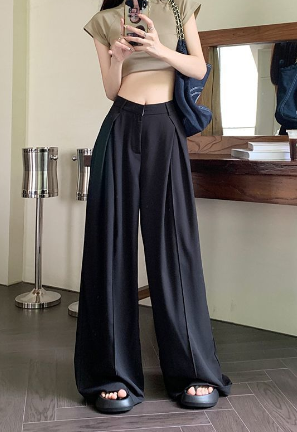 Lightweight High-Waisted Wide-Leg Trousers