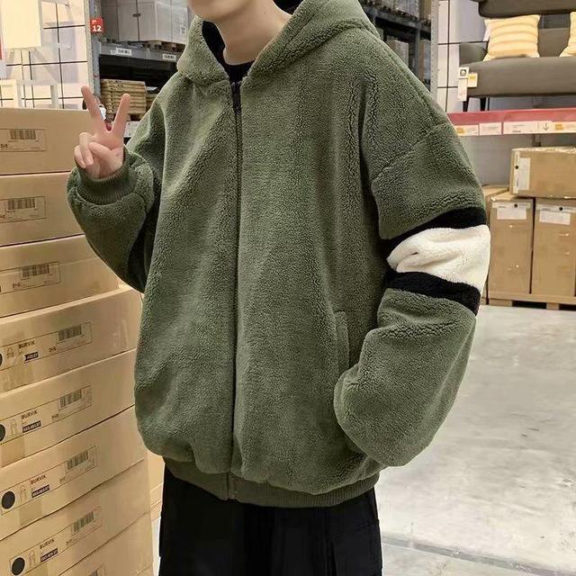 2021 Men’s Thick Lamb Wool Zipper Pullover Coat