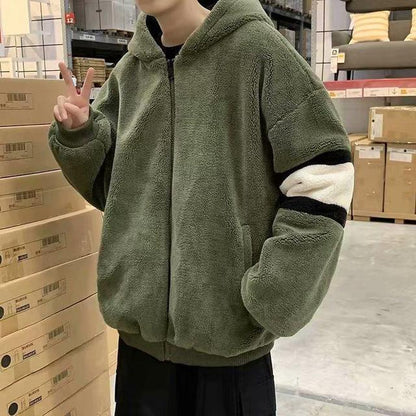2021 Men’s Thick Lamb Wool Zipper Pullover Coat